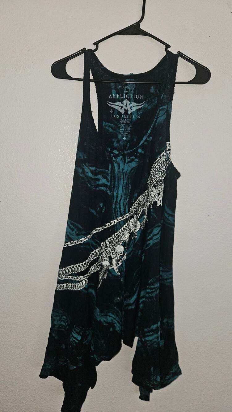 Affliction Los Angeles Women's Graphic Tank Top with Skull and Chain Print